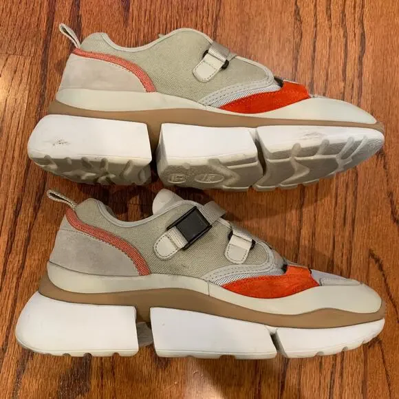 Chloe Sonnie Low Top Women's Sneaker | Tan Orange | Size EU 39/US 9 - Picture 4 of 14